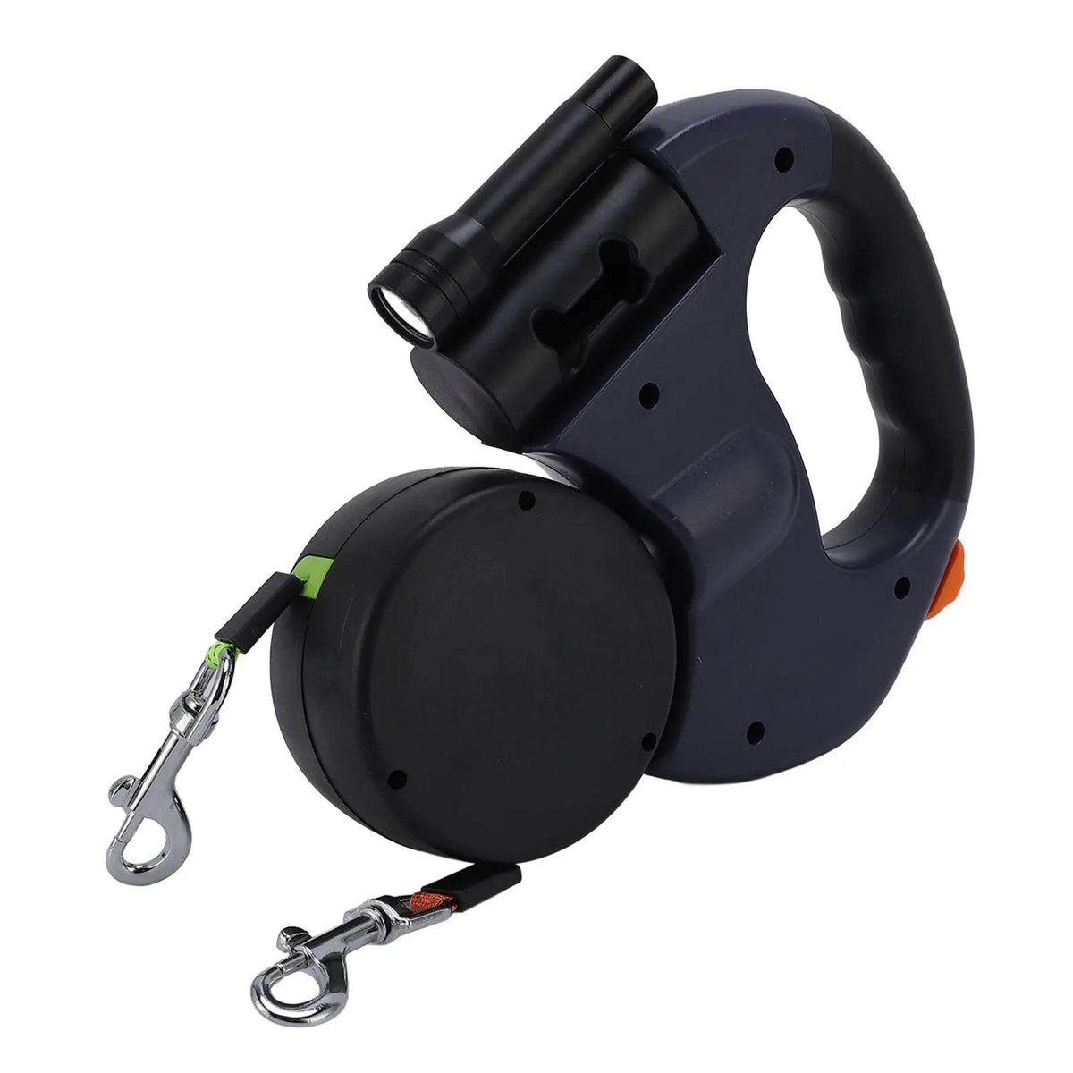2-in-1 Retractable Anti-Tangle Dog Harness for Two – Reflective Leash with Flashlight