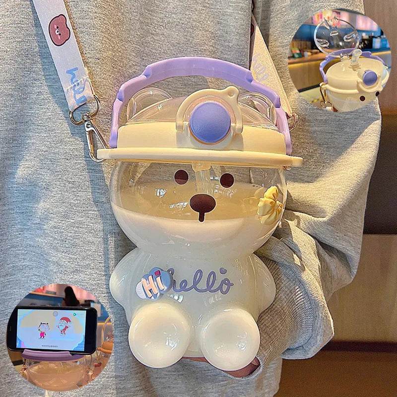 Bear Water Bottle With Straw