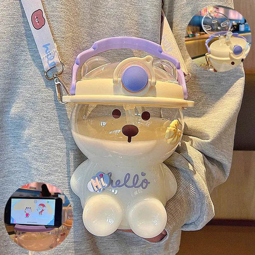 Bear Water Bottle With Straw
