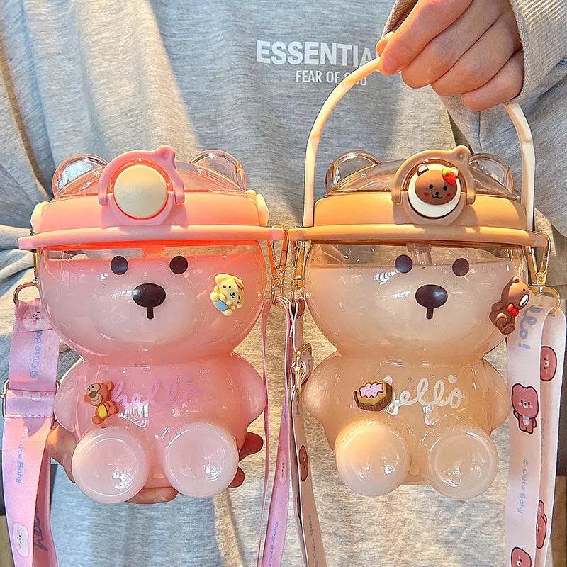 Bear Water Bottle With Straw