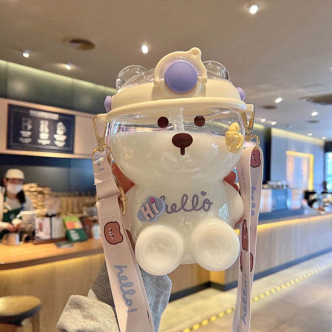 Bear Water Bottle With Straw