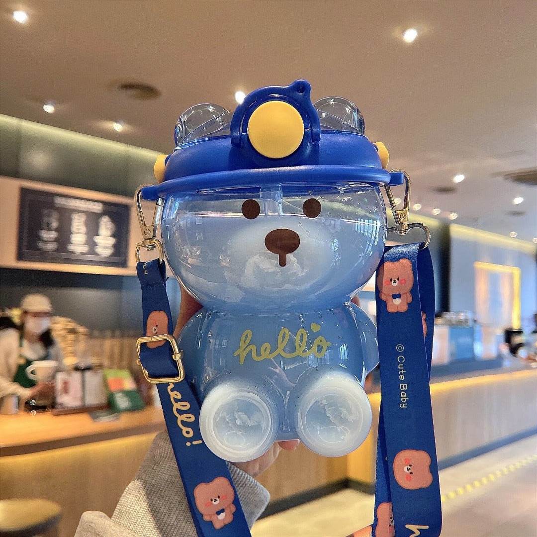 Bear Water Bottle With Straw