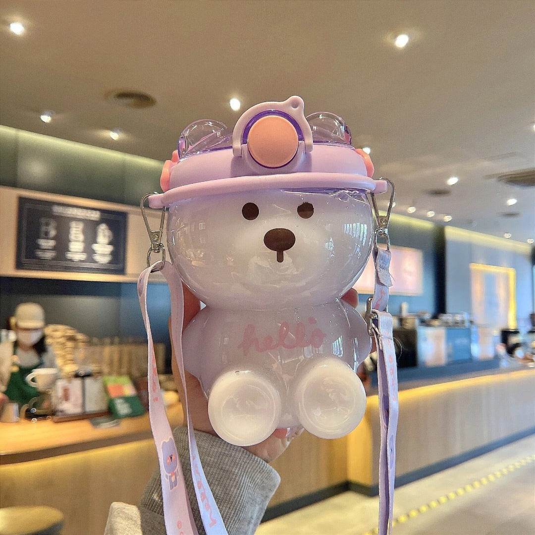 Bear Water Bottle With Straw